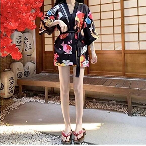 Fortune cat Japanese kimono Machine washable Loose fit - Picture 2 of 3